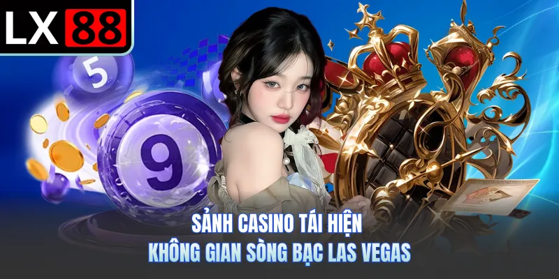 Sảnh casino tái hiện không gian sòng bạc Las Vegas